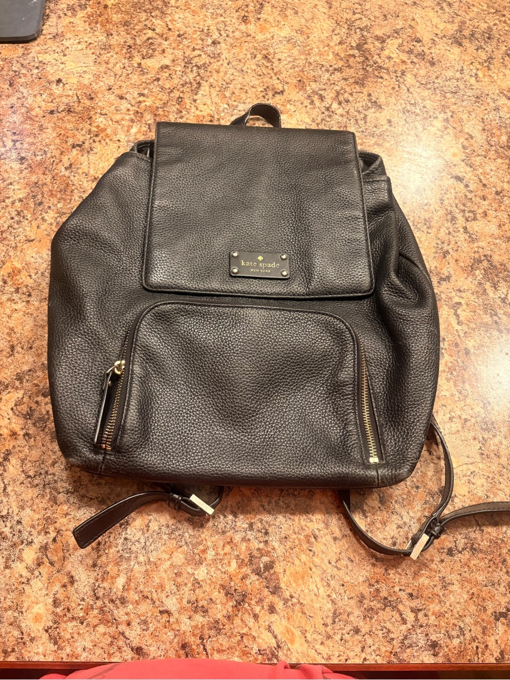 kate spade Black Pebbled Leather Backpack with Gold Hardware - Picture 1 of 3